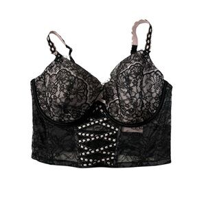 Victoria’s Secret Dream Angels Corset Bustier Black Lace Sz Medium DD Lingerie